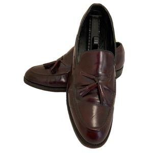 FLORSHEIM MENS 10D IMPERIAL DARK BROWN LEATHER LOAFER SHOES TASSELS SLIP ON EUC